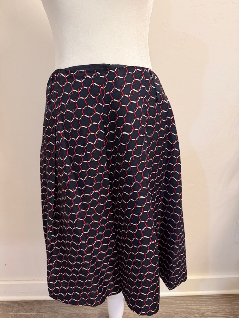Talbots Silk Nautical Chain Print Skirt